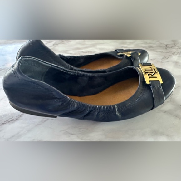 Lauren Ralph Lauren Betty navy blue leather ballet flats - Picture 3 of 10